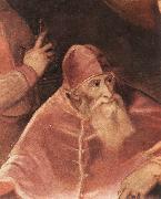 TIZIANO Vecellio Pope Paul III with his Nephews Alessandro and Ottavio Farnese (detail) art oil on canvas